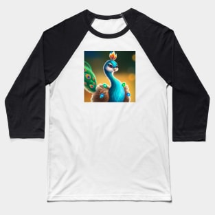 Cute Peacock Drawing Baseball T-Shirt